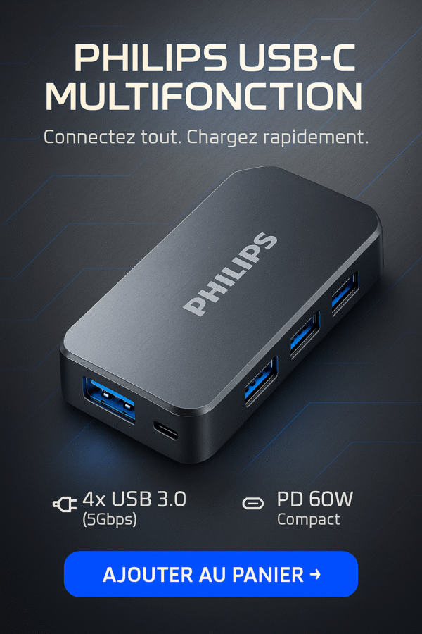 Convertisseur Téléphone en PC Portable - Hub USB-C Philips Multifonction – 4x USB 3.0